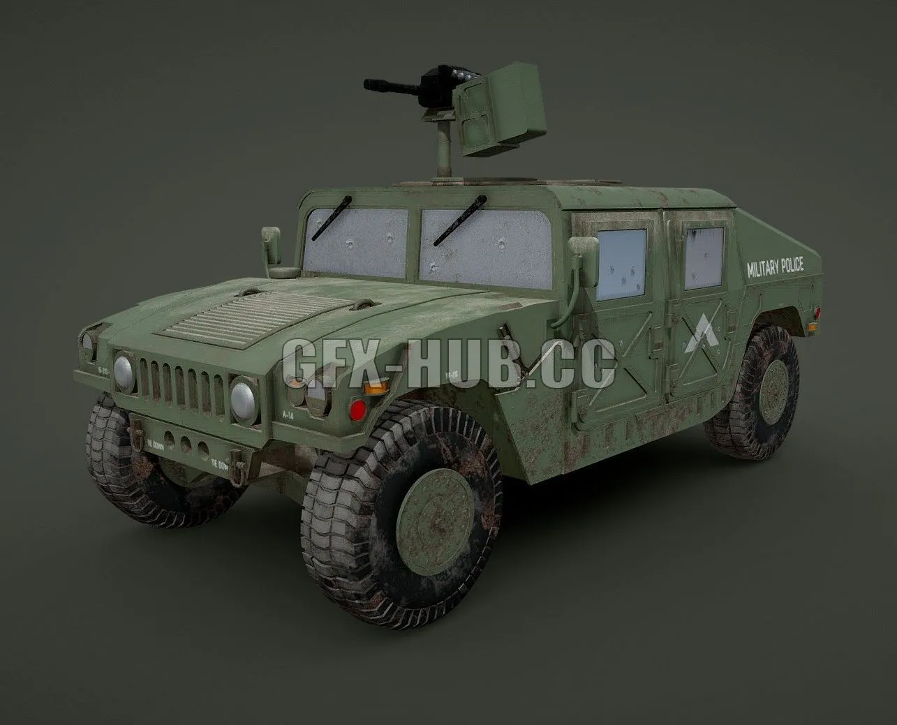 PBR Game 3D Model – Humvee military police gulf war