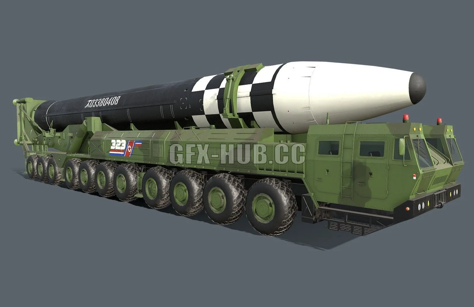 PBR Game 3D Model – Hwasong 17 missile launcher