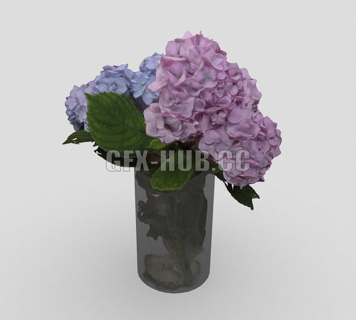 PBR Game 3D Model – Hydrangea in Glass Vase