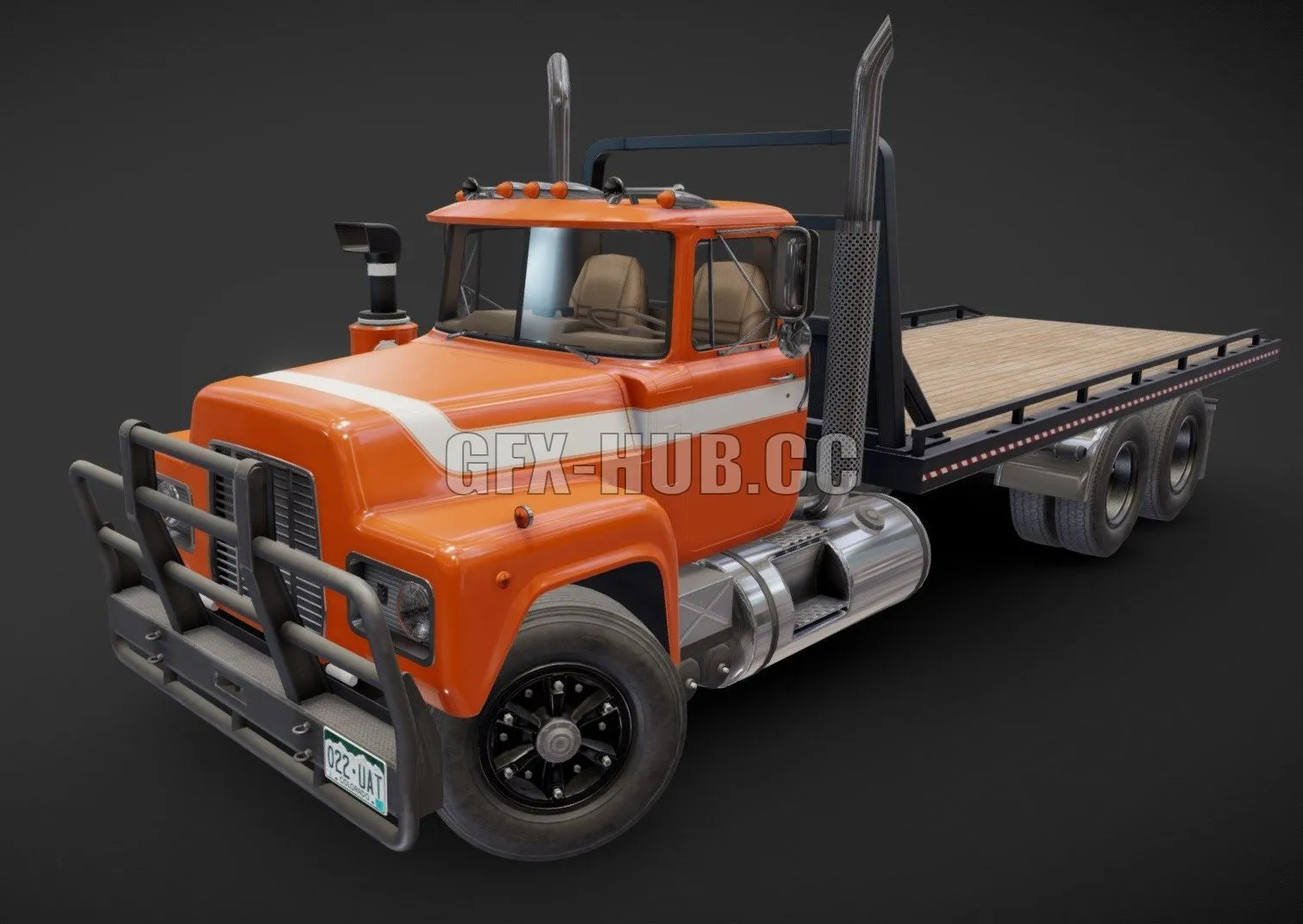 PBR Game 3D Model – Industrial flatbed truck