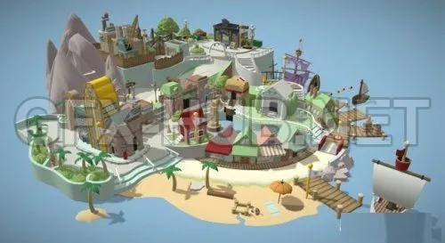PBR Game 3D Model – Inkwell Isle