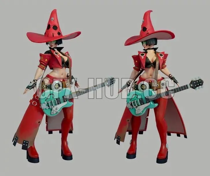 PBR Game 3D Model – I-No from Guilty Gear
