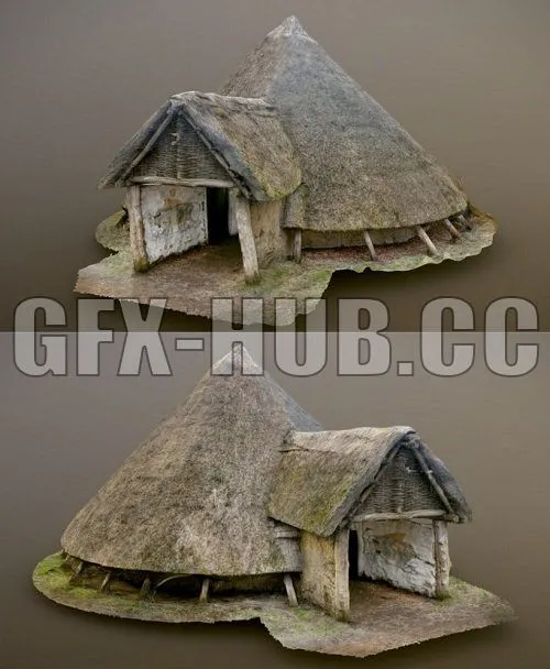PBR Game 3D Model – Iron Age Roundhouse Reconstruction