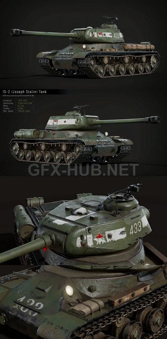PBR Game 3D Model – IS-2 Tank