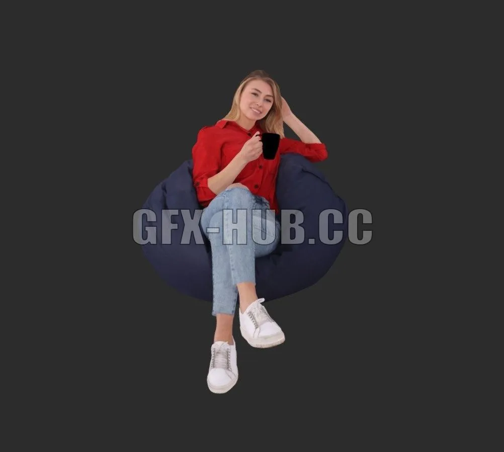 PBR Game 3D Model – Isabelle posed 004 casual sitting