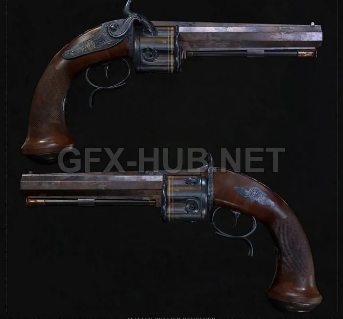 PBR Game 3D Model – Italian Collier Revolver