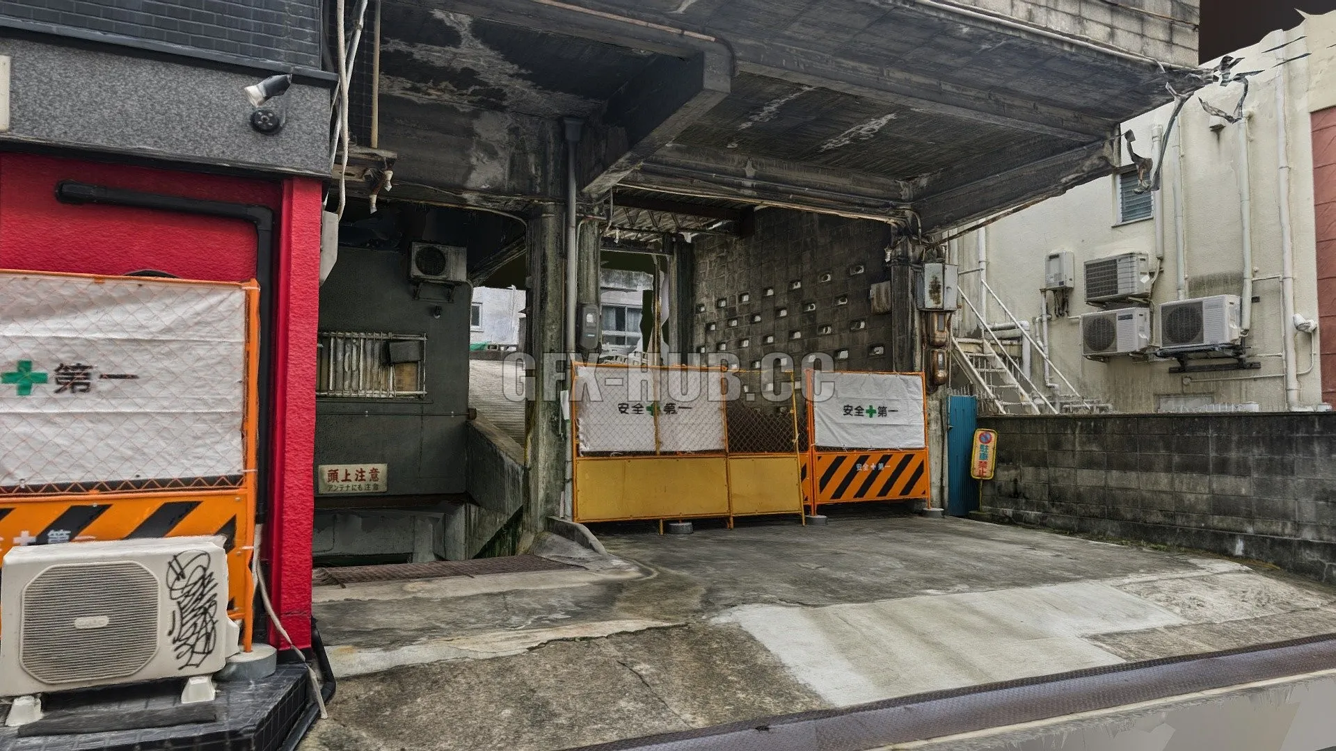 PBR Game 3D Model – Japanese abandoned garage scan