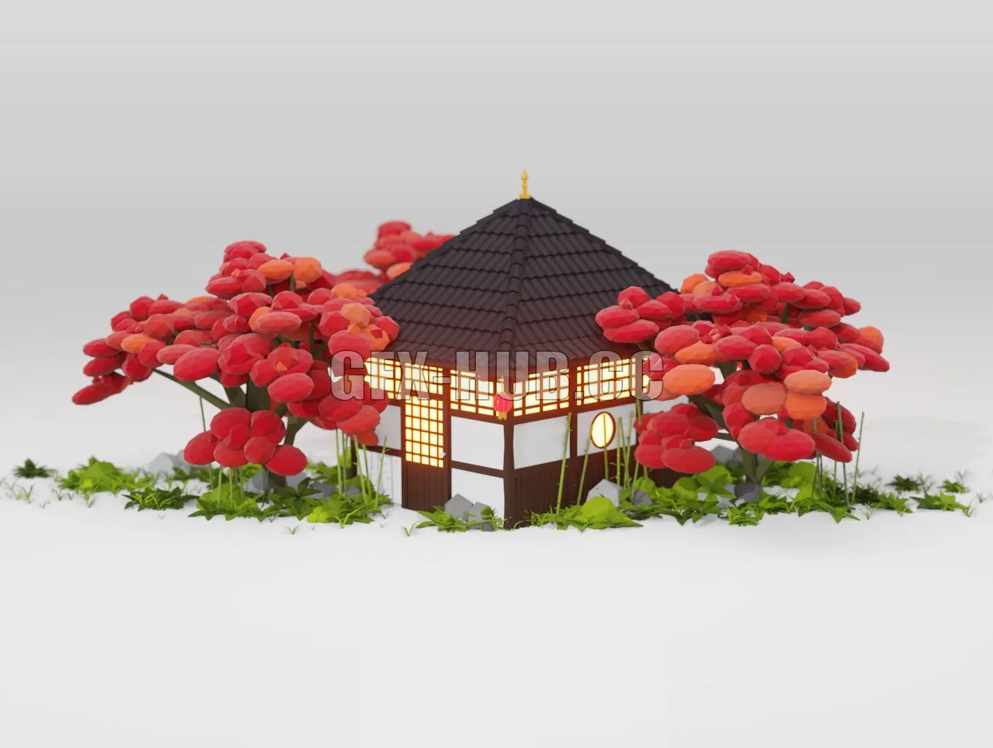 PBR Game 3D Model – Japanese House