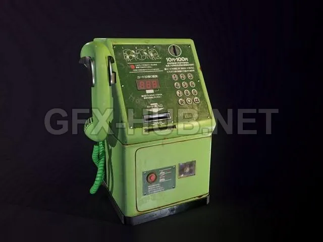 PBR Game 3D Model – Japanese Public Telephone