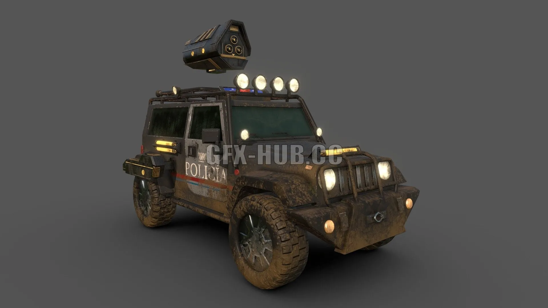 PBR Game 3D Model – Jeep Police Car