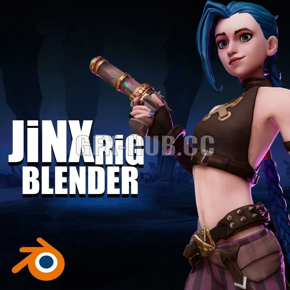 PBR Game 3D Model – Jinx Character Rig Blender