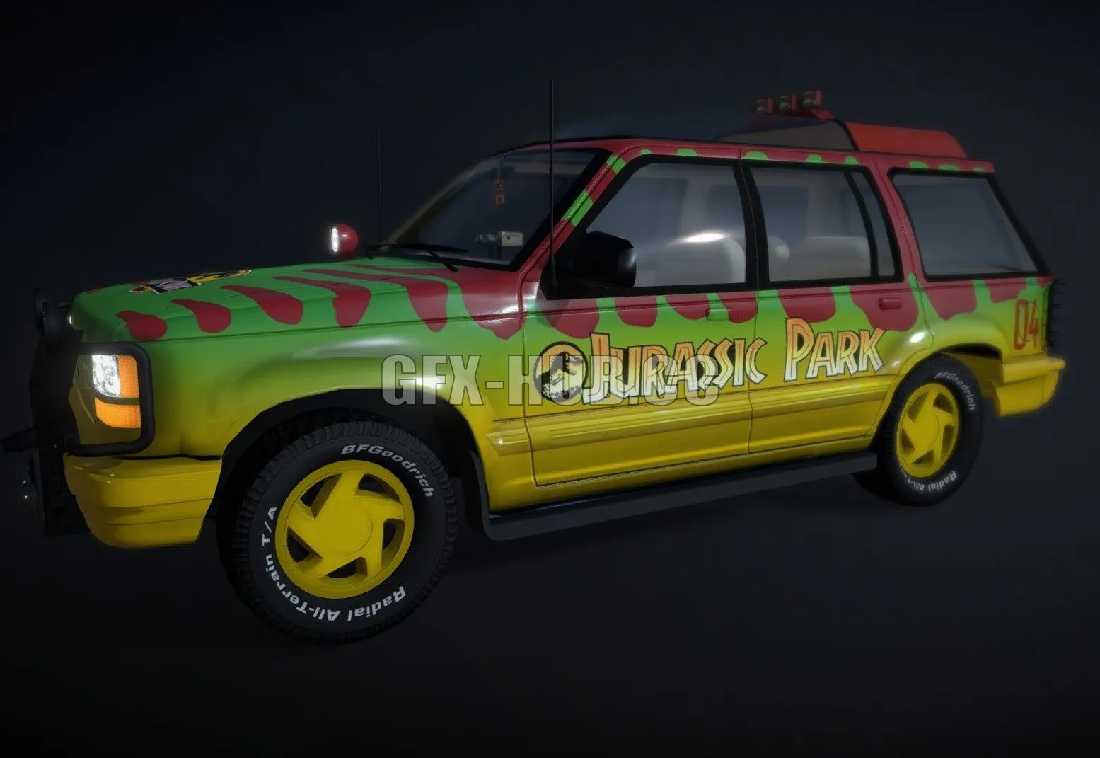 PBR Game 3D Model – Jurassic Park SUV