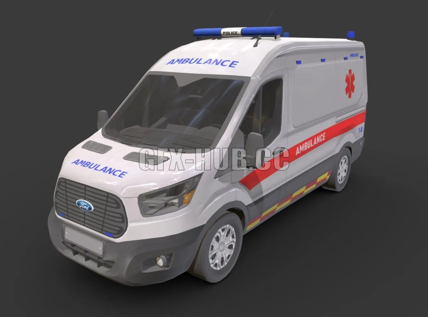 PBR Game 3D Model – Ambulance car