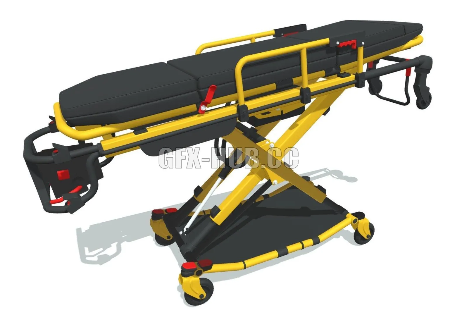 PBR Game 3D Model – Ambulance Stretcher Trolley