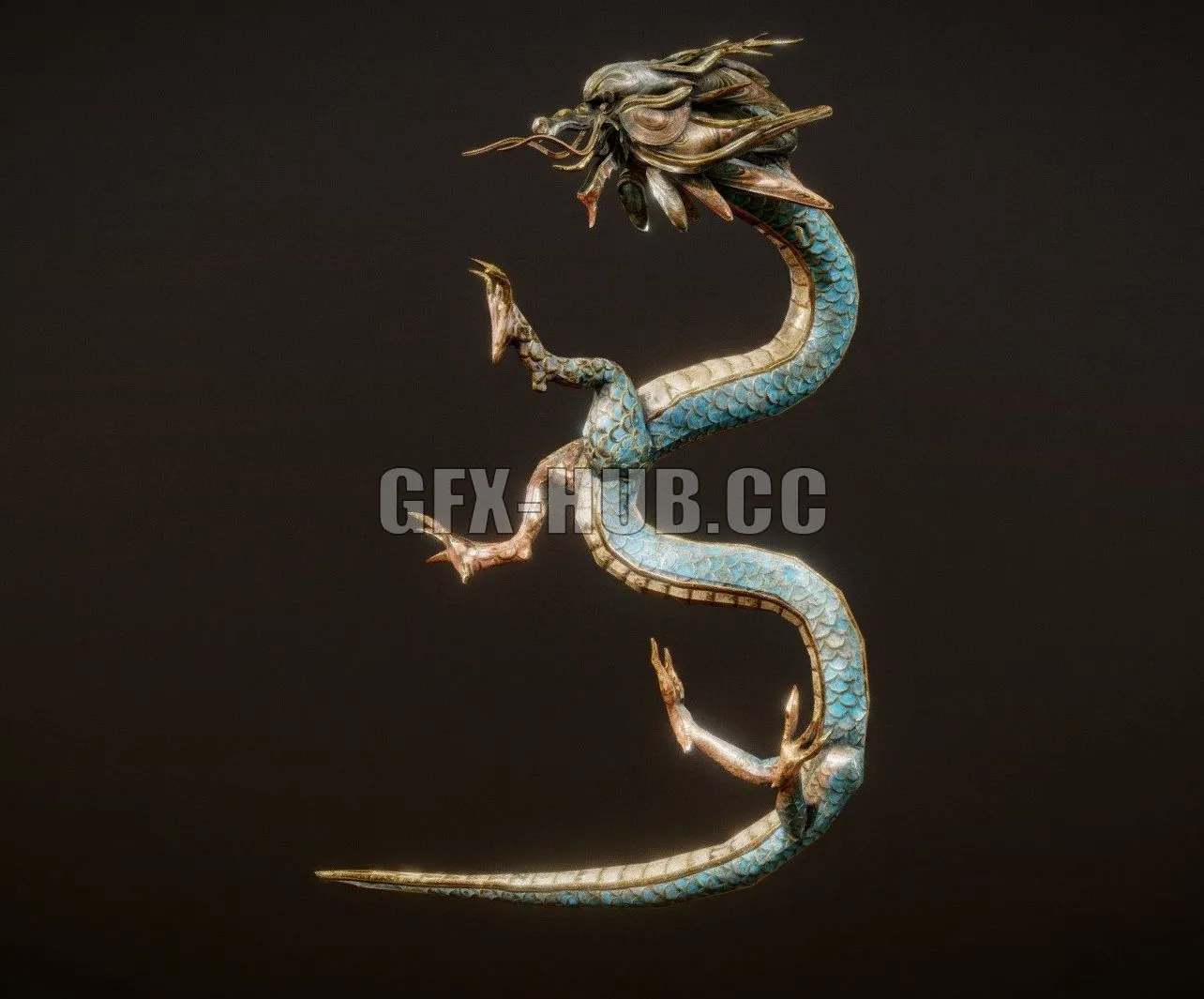 PBR Game 3D Model – Korean Ornamental Dragon