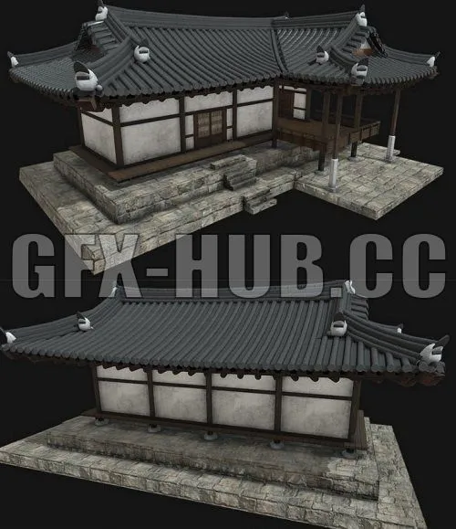 PBR Game 3D Model – Korean Traditional House