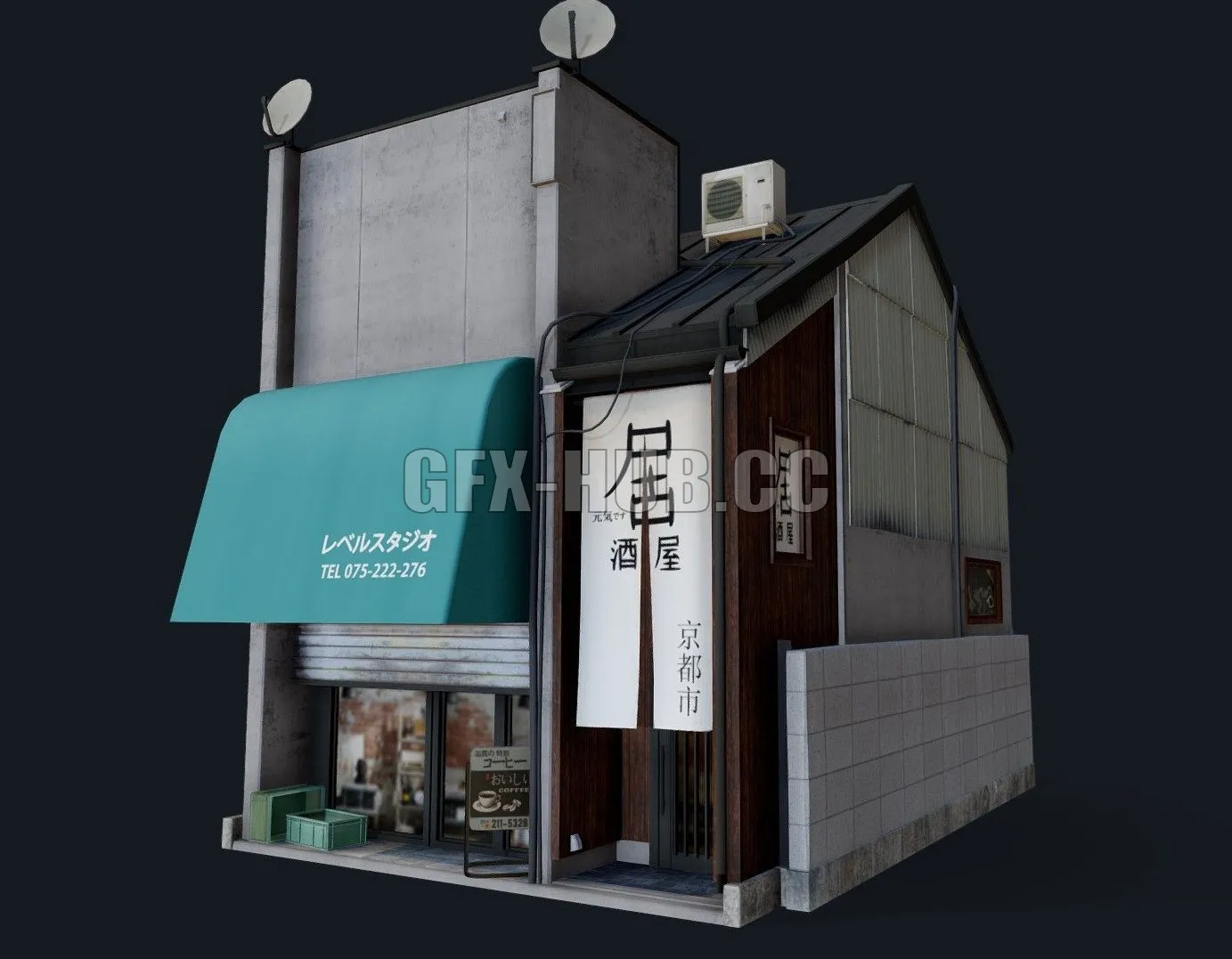 PBR Game 3D Model – Kyoto Style House Faramiyuki