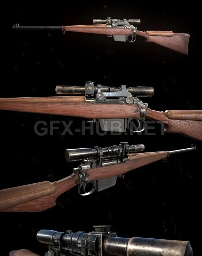 PBR Game 3D Model – L42A1 Sniper Rifle PBR