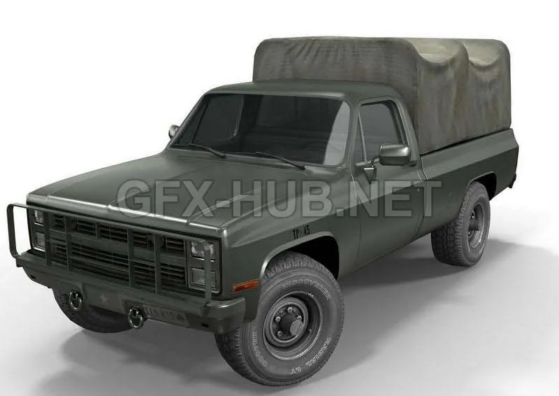 PBR Game 3D Model – American military truck