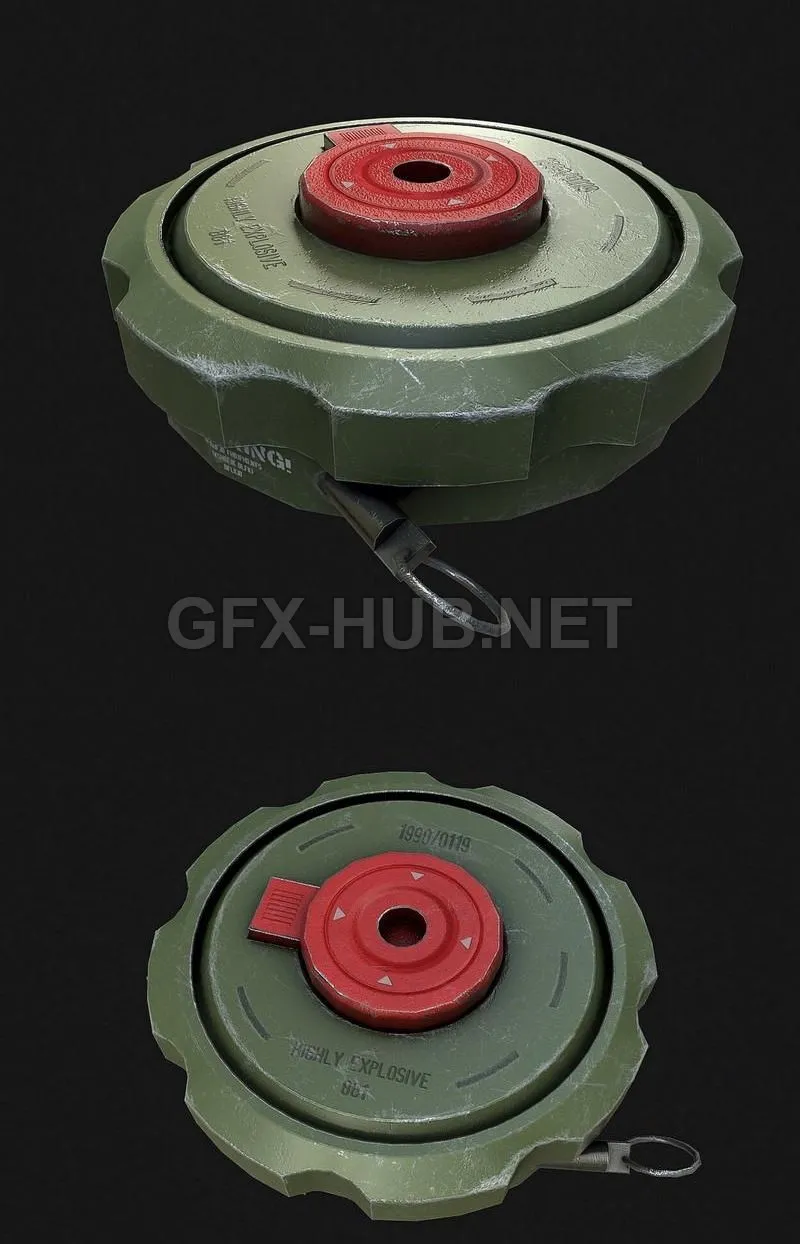 PBR Game 3D Model – Land Mine