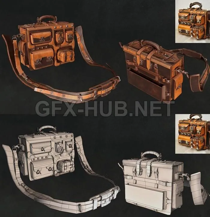 PBR Game 3D Model – Leather Bag 2