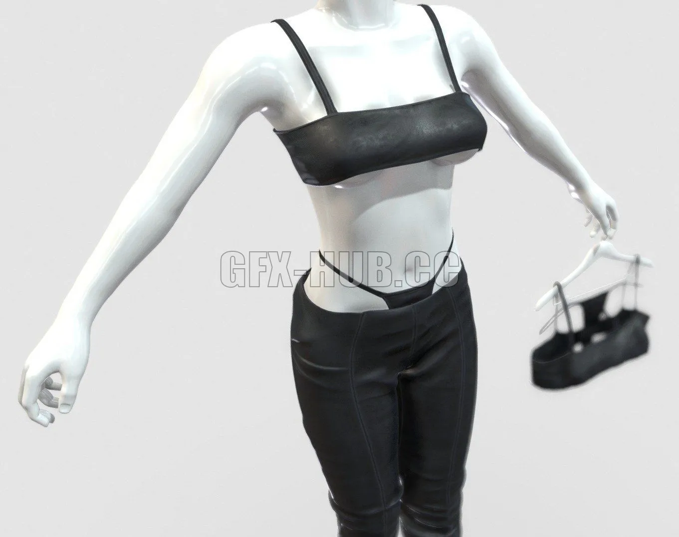 PBR Game 3D Model – Leather Female Clothing