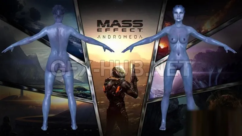 PBR Game 3D Model – Lexi T’Perro Nude – Mass Effect Andromeda