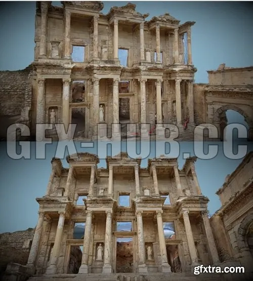 PBR Game 3D Model – Library of Celsus – Crowdsourced photogrammetry