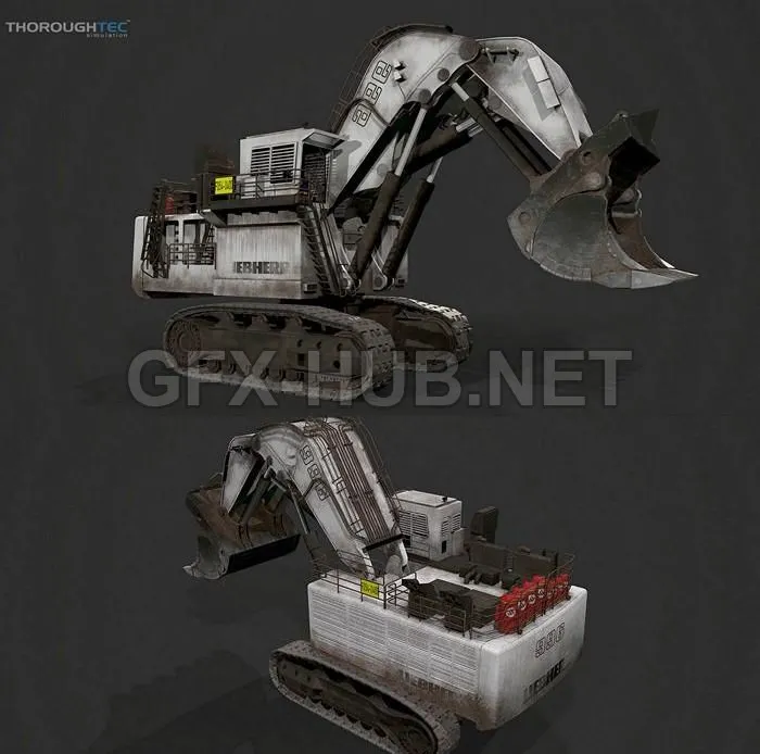 PBR Game 3D Model – LIEBHERR R996 Excavator