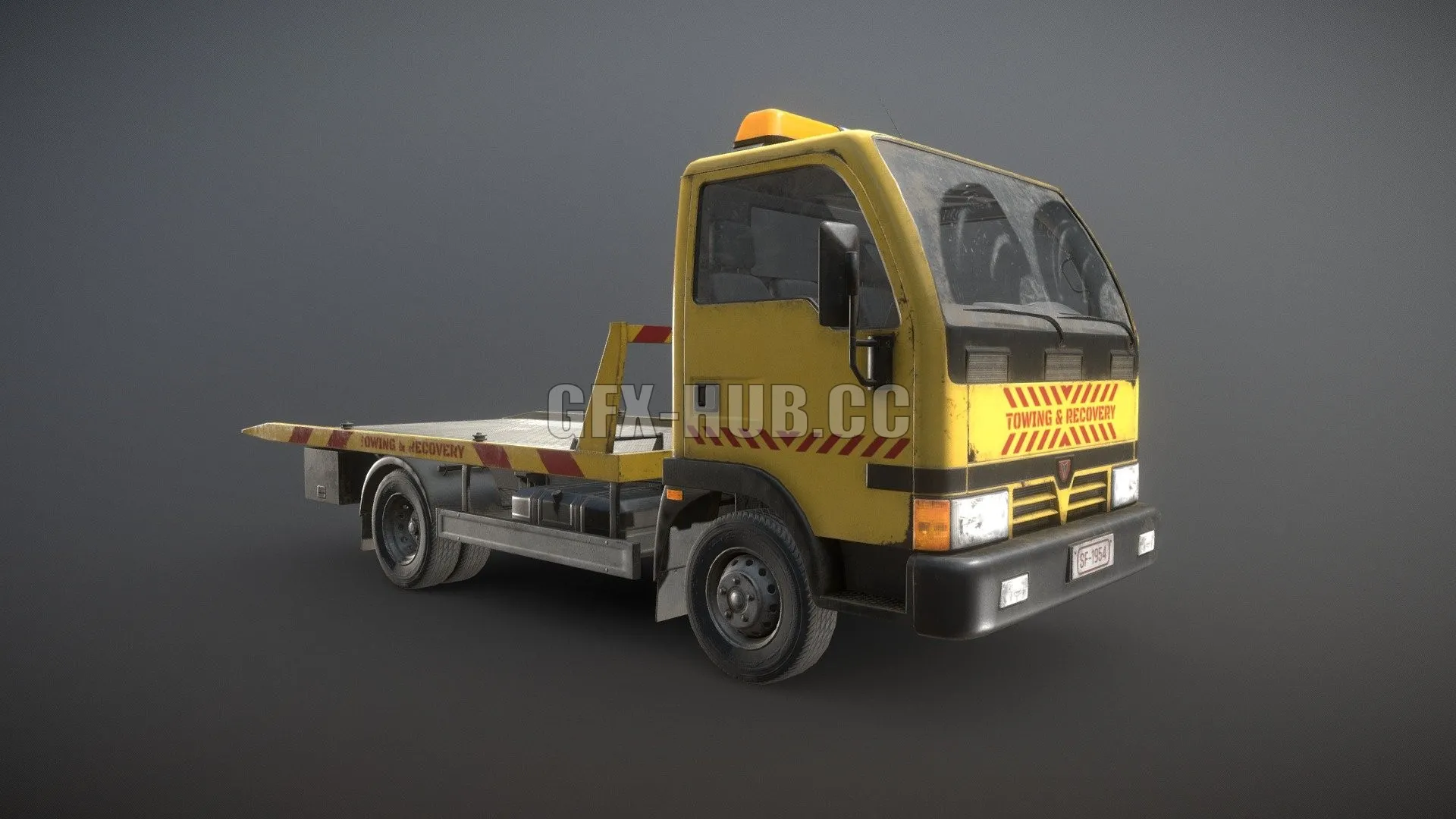 PBR Game 3D Model – Light Truck Tow