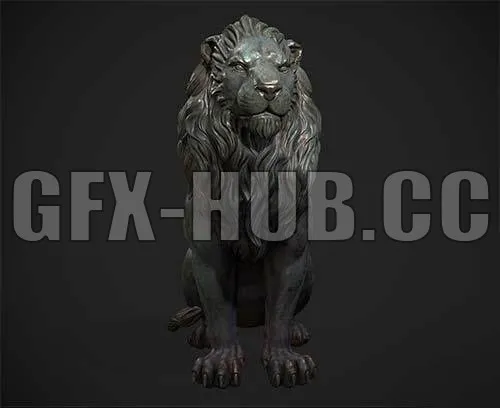 PBR Game 3D Model – Lion Statue PBR