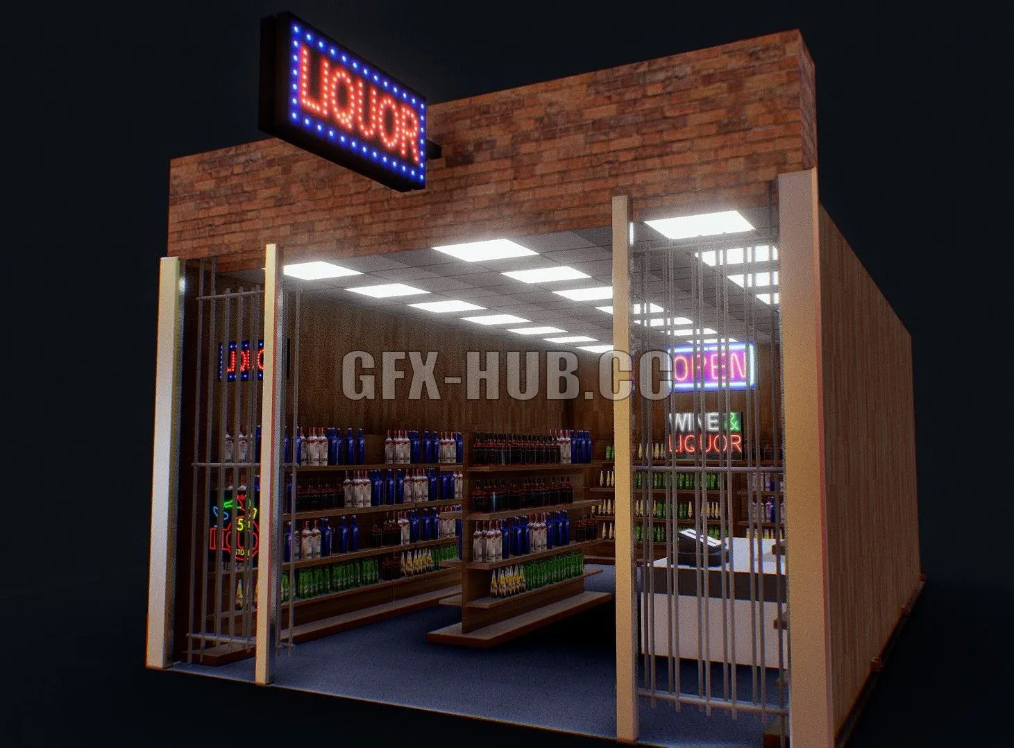 PBR Game 3D Model – Liquor Store Interior