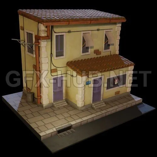 PBR Game 3D Model – Little coffee house