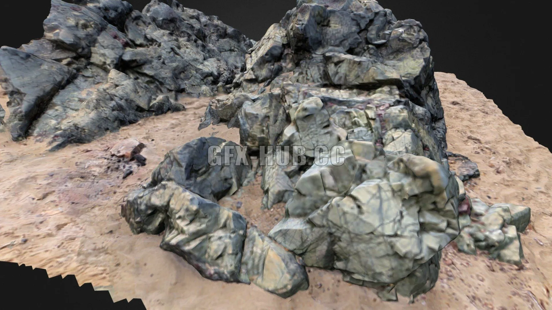PBR Game 3D Model – llanddwyn Rock formation