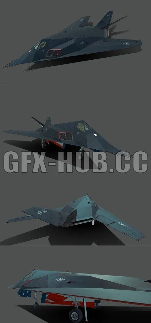 PBR Game 3D Model – Lockheed F-117 Nighthawk