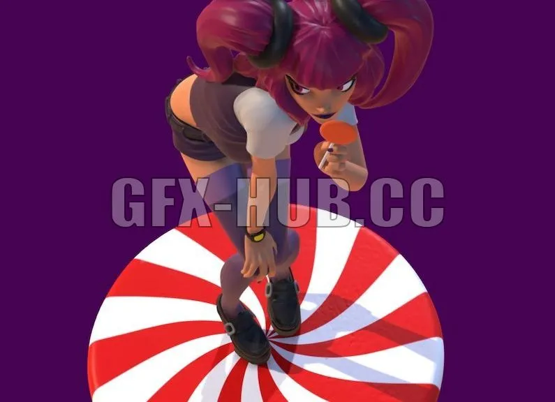 PBR Game 3D Model – Lollipop Girl