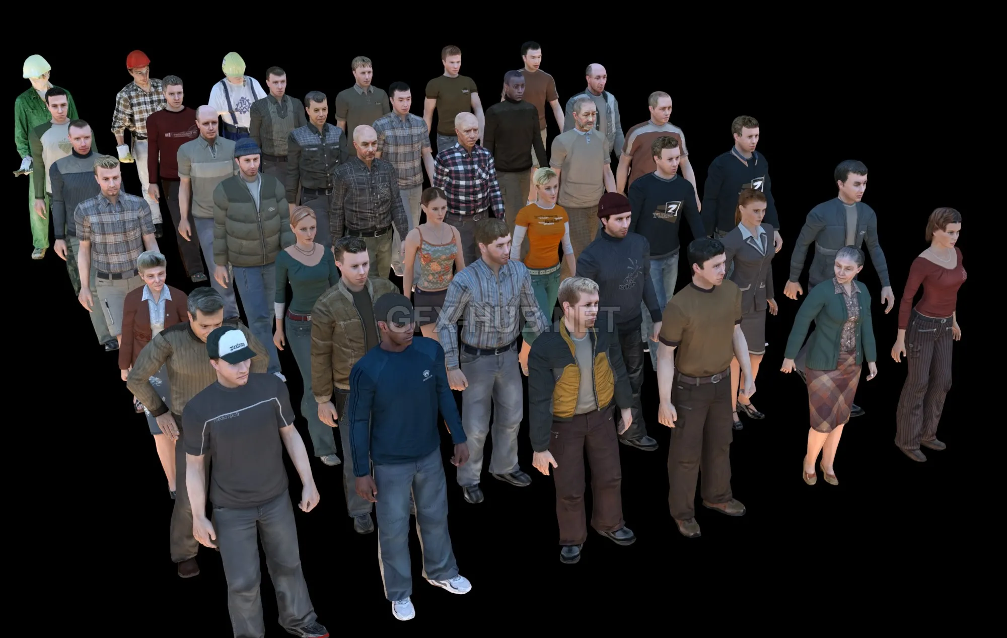 PBR Game 3D Model – Lo-Poly people