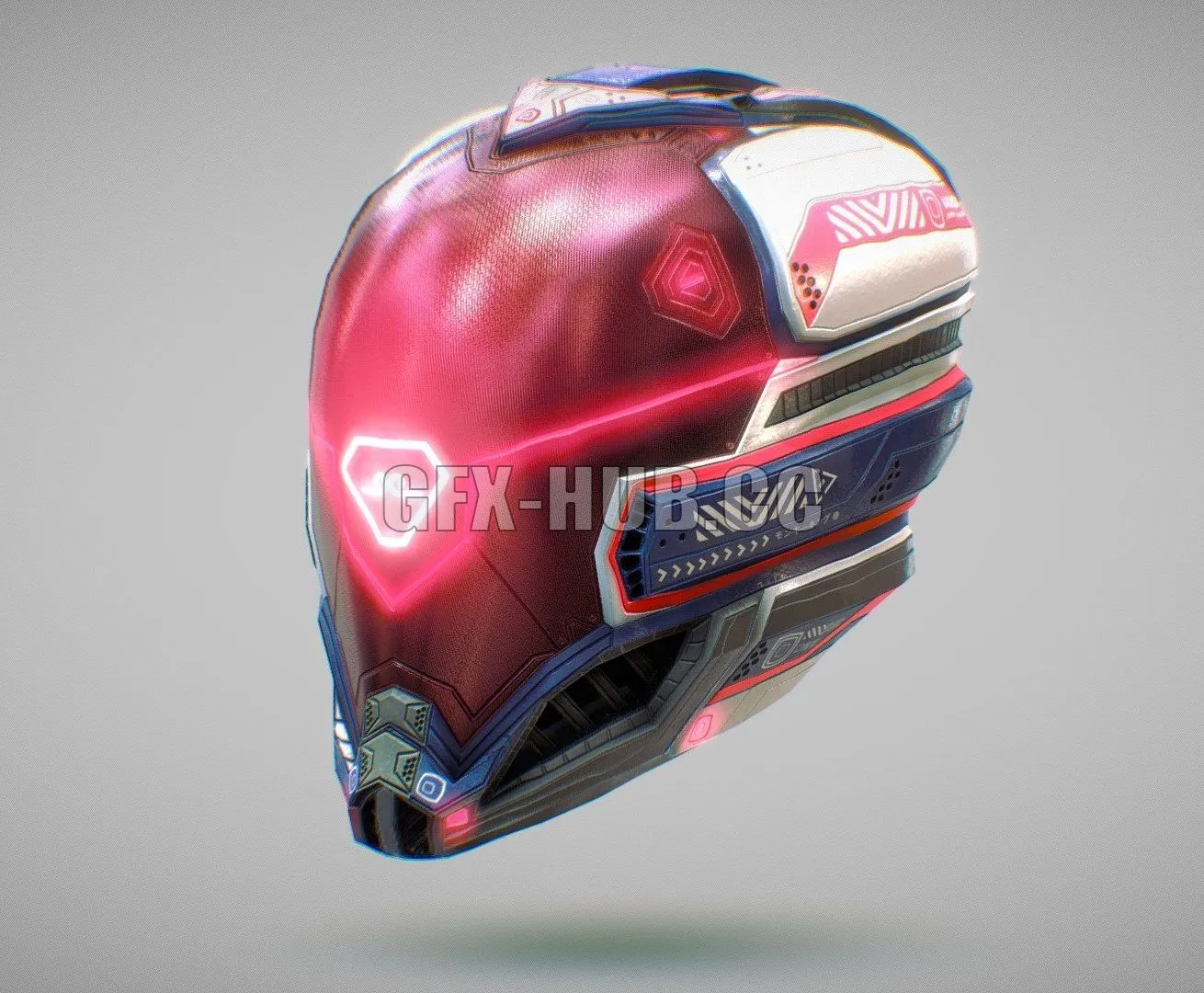 PBR Game 3D Model – Low Poly Cyberpunk Helmet