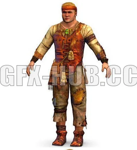 PBR Game 3D Model – Low Poly model Man Farmer Character v2