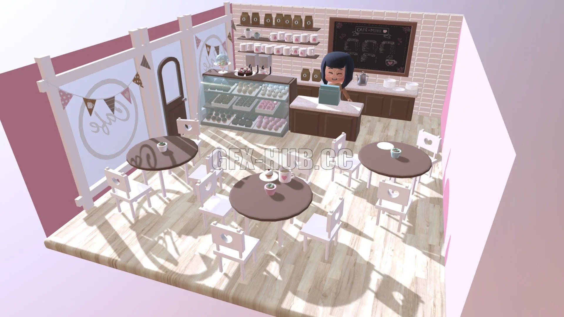PBR Game 3D Model – Lucys Cafe