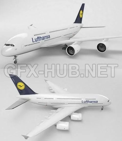 PBR Game 3D Model – Lufthansa A380