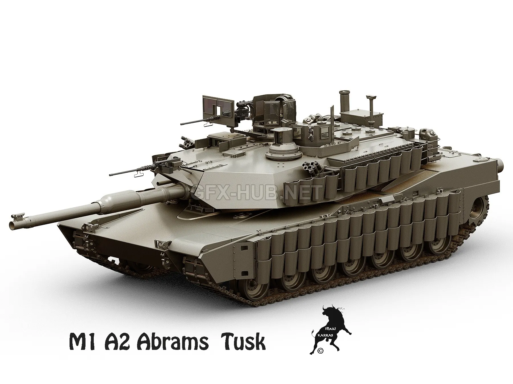 PBR Game 3D Model – M-1 A2 Abrams Tusk