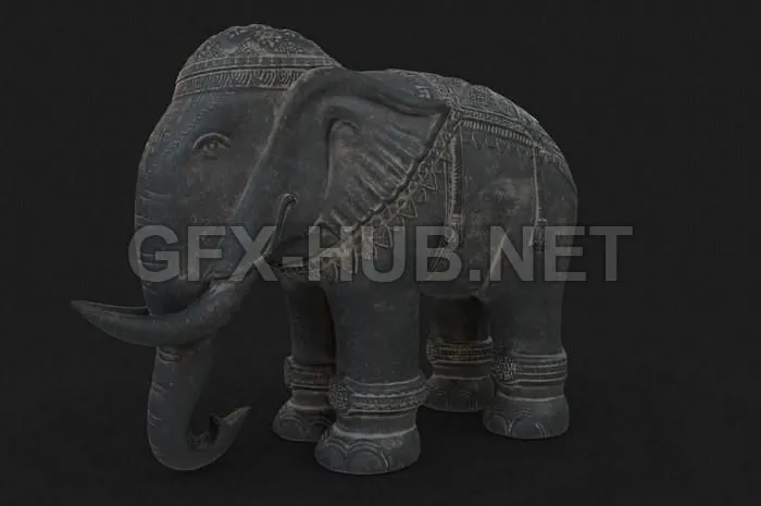 PBR Game 3D Model – Ancient Elephant Statue