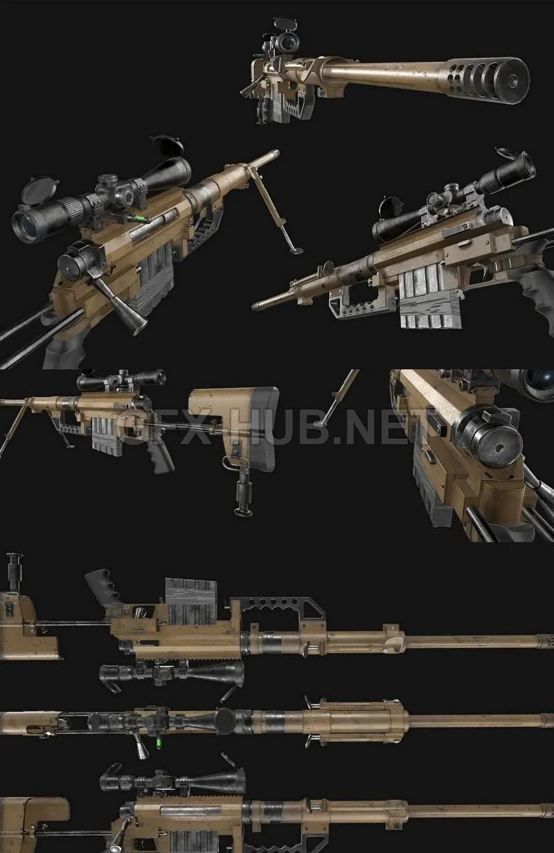 PBR Game 3D Model – M200 Sniper Rifle