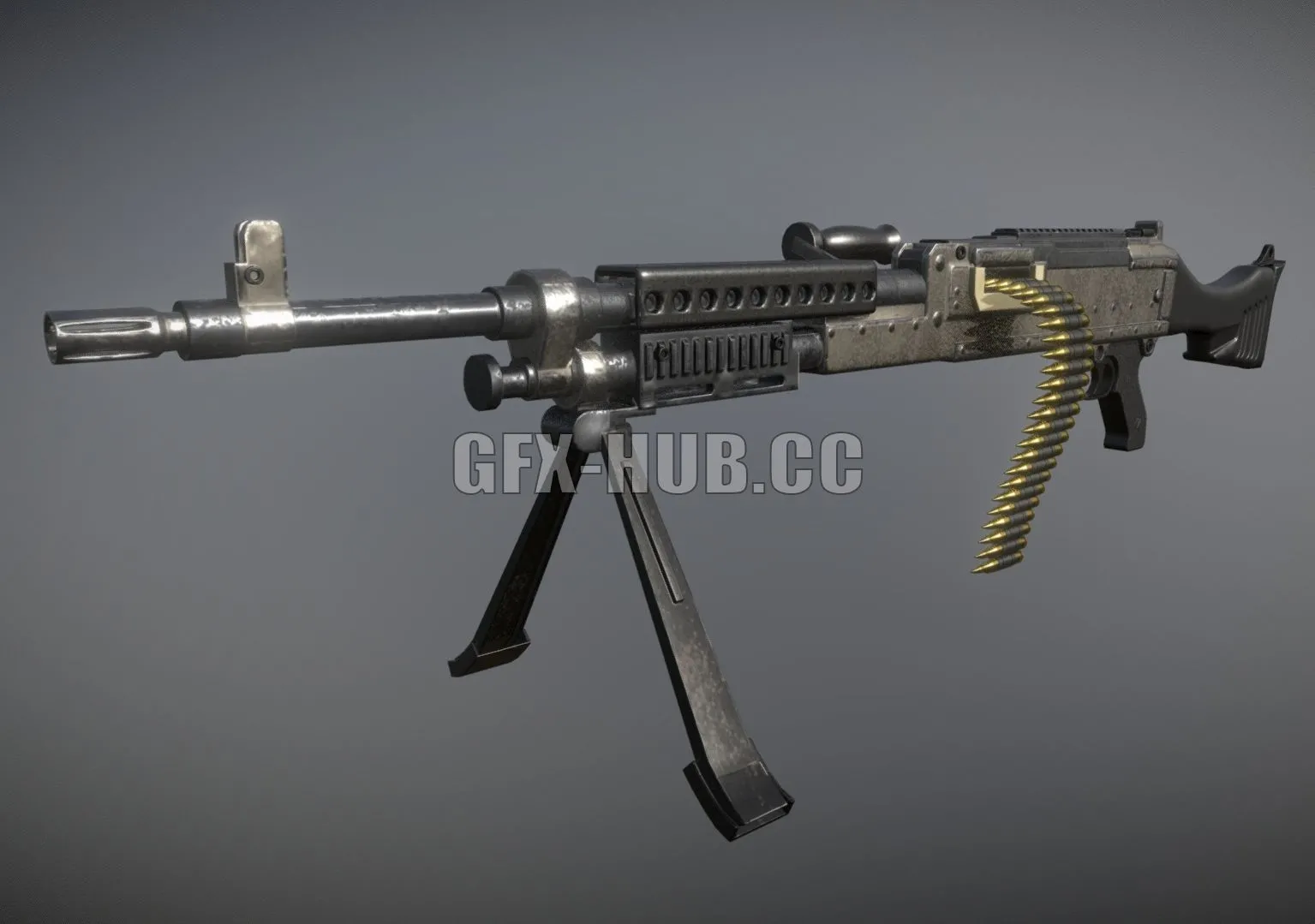 PBR Game 3D Model – M240B Machine Gun