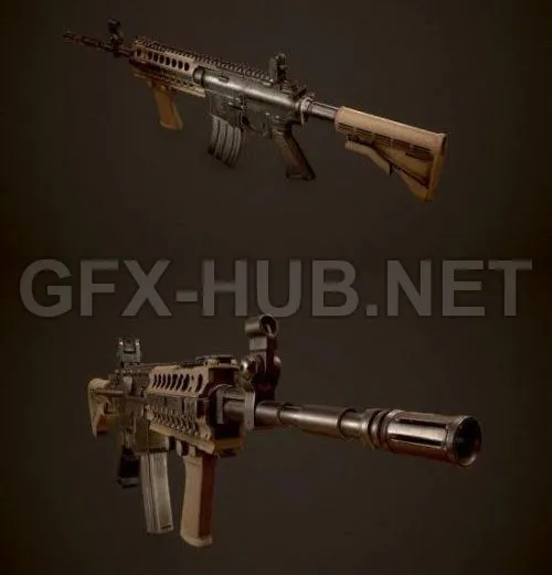 PBR Game 3D Model – M4 Assault Rifle