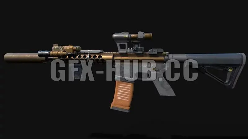 PBR Game 3D Model – M4 Carbine Custom