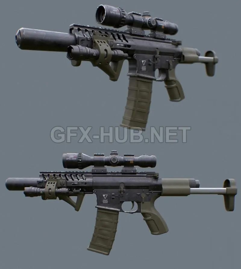 PBR Game 3D Model – M4 Rifle Concept