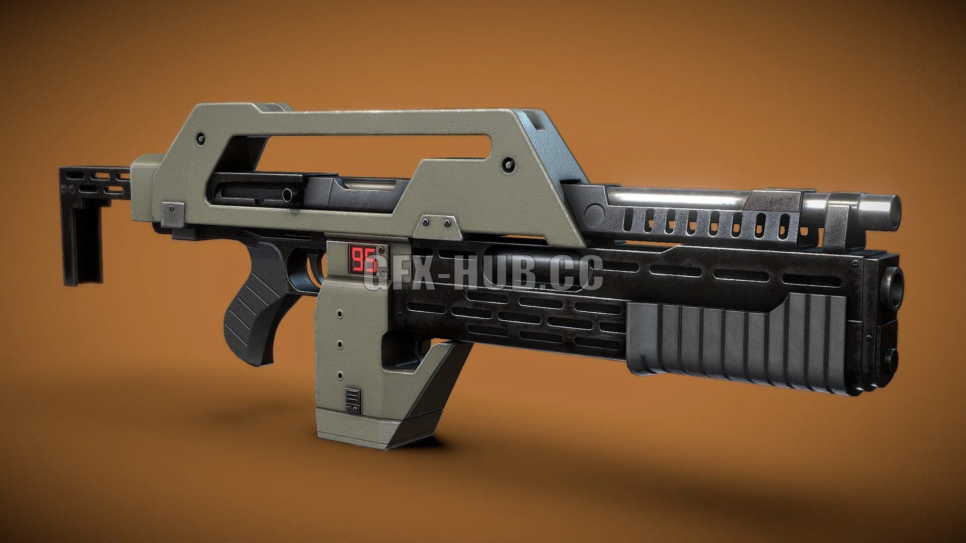 PBR Game 3D Model – M41A Pulse Rifle (Aliens)
