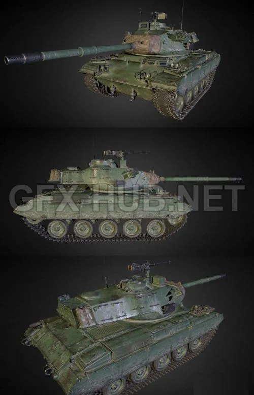 PBR Game 3D Model – M41D light Tank (max, fbx, obj)